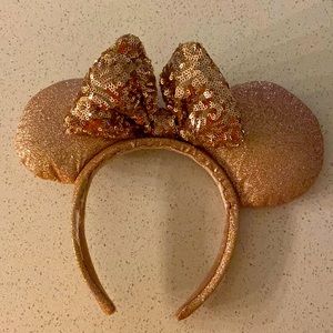 Rose Gold Sequin Sparkly Disney Metallic Minnie Mouse Ears